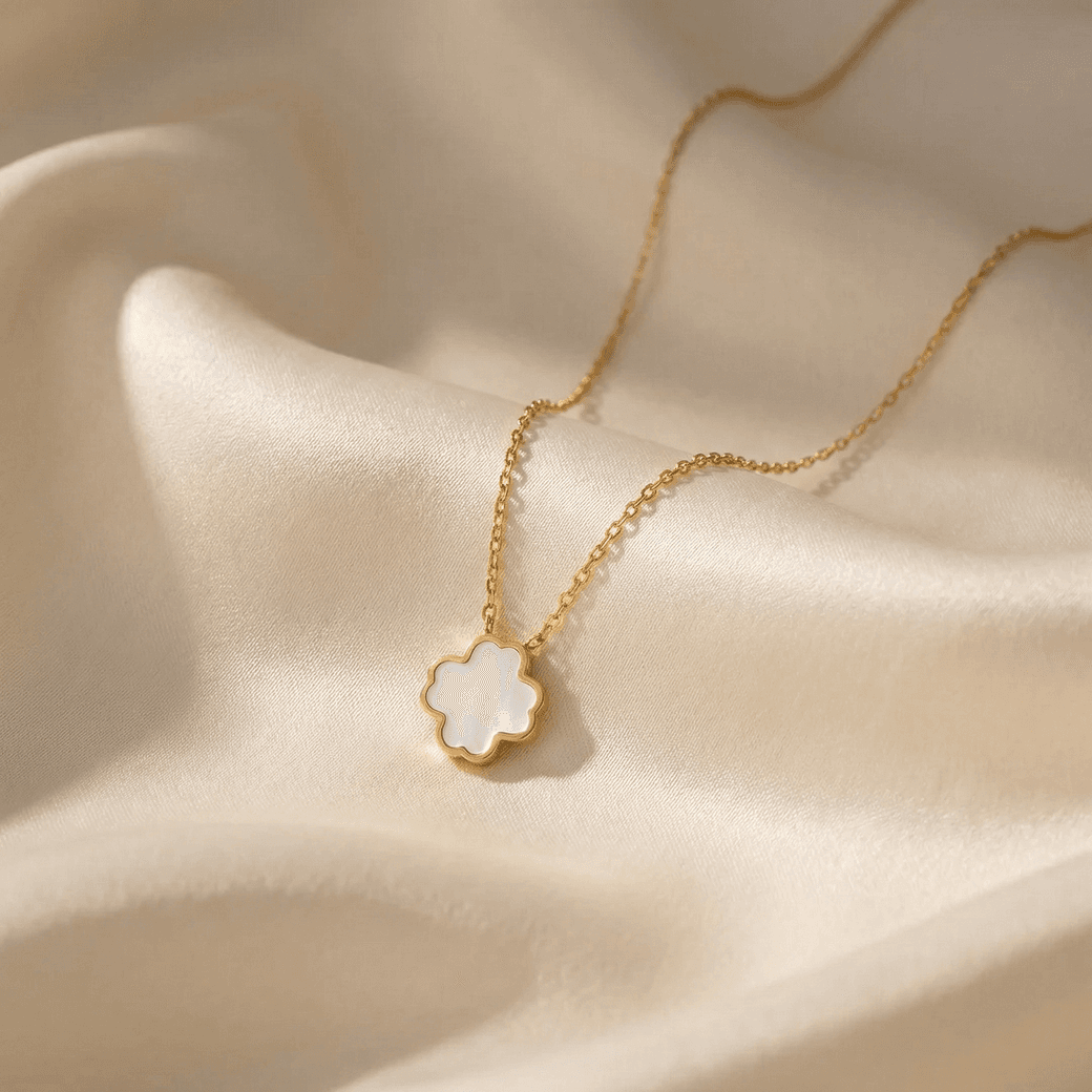 Cadena Trébol Blanco Mujer - Ref82